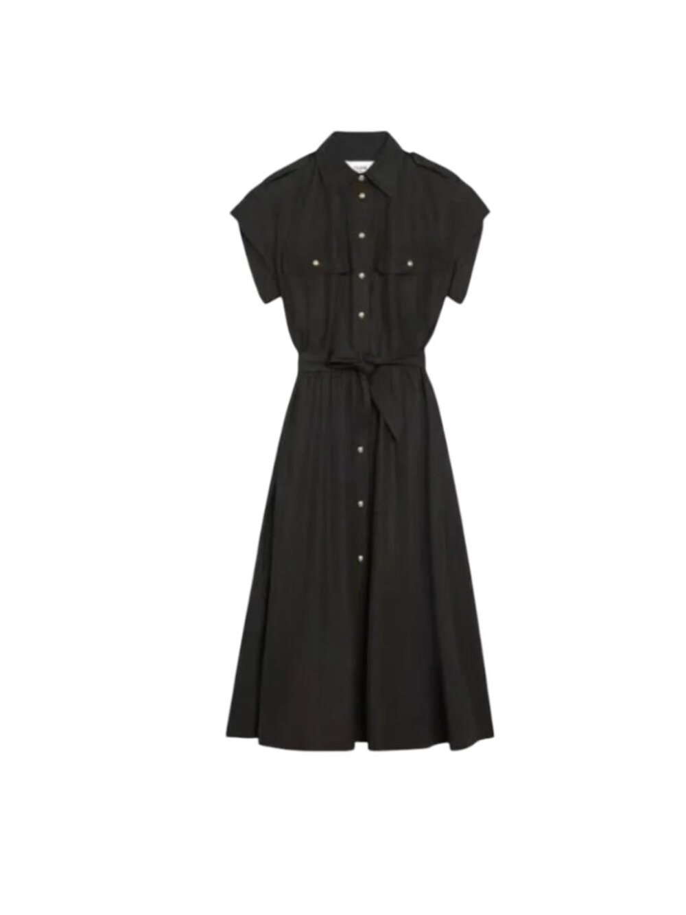 Celine 2022 Robe Triomphe Safari Poplin Maxi Shirt Dress Womens 36 Small Black